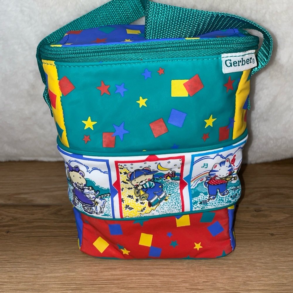 Vintage Gerber Insulated Baby Bottle Cooler Bag Vinyl Nursery Rhymes